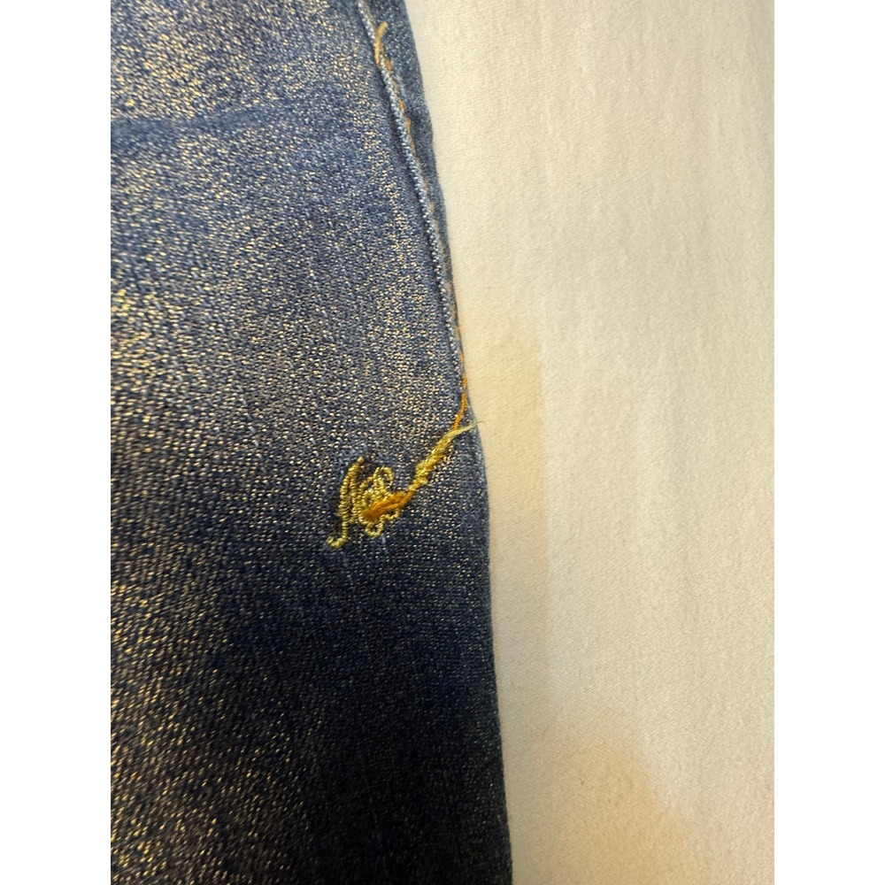 Apple Bottoms Gold Shimmer Metallic Dark Wash Straight Leg Jeans Womens 11/12 - Picture 5 of 16